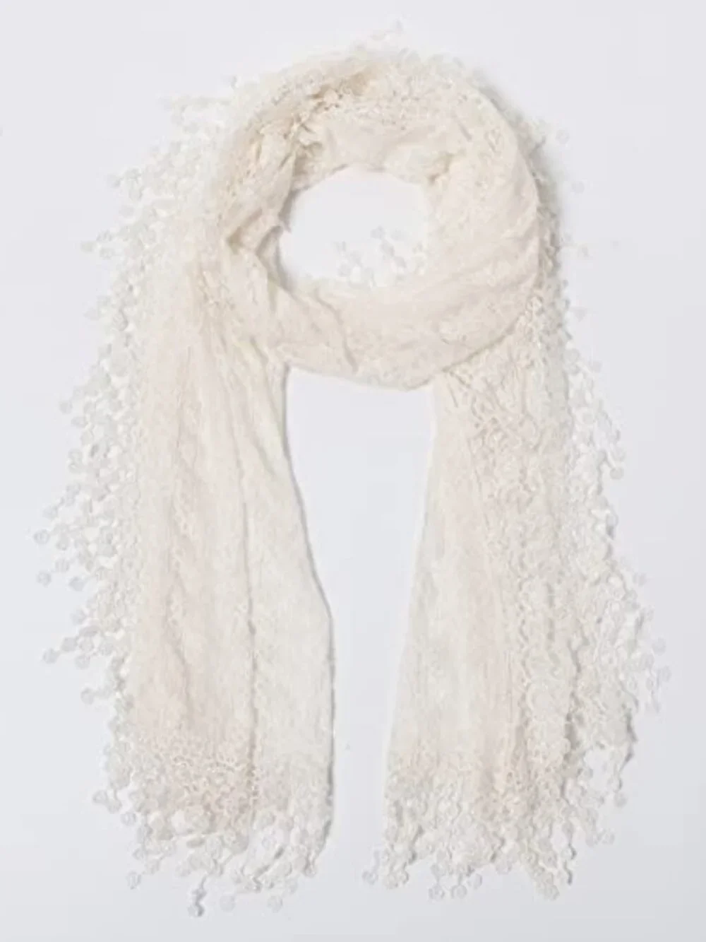 Lightweight Floral Lace Fringe Scarf Bridal Shawl Wrap for Women
